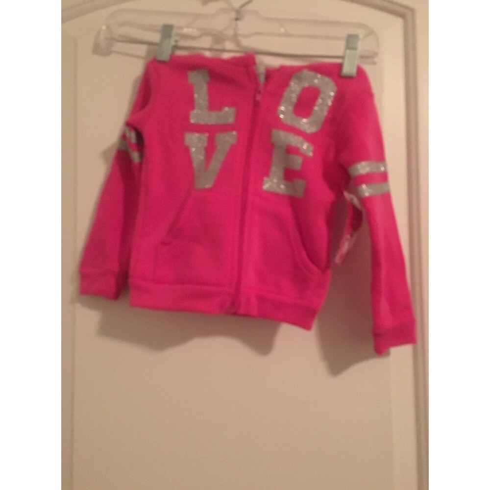 Toddler Girls Graphic Print Full Zip Sweatshirt Hoodie Jacket Size 2T Pink